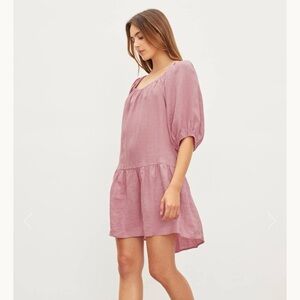 $248 New Pink Velvet by Graham & Spencer “Irina” Linen Dress Sz Small